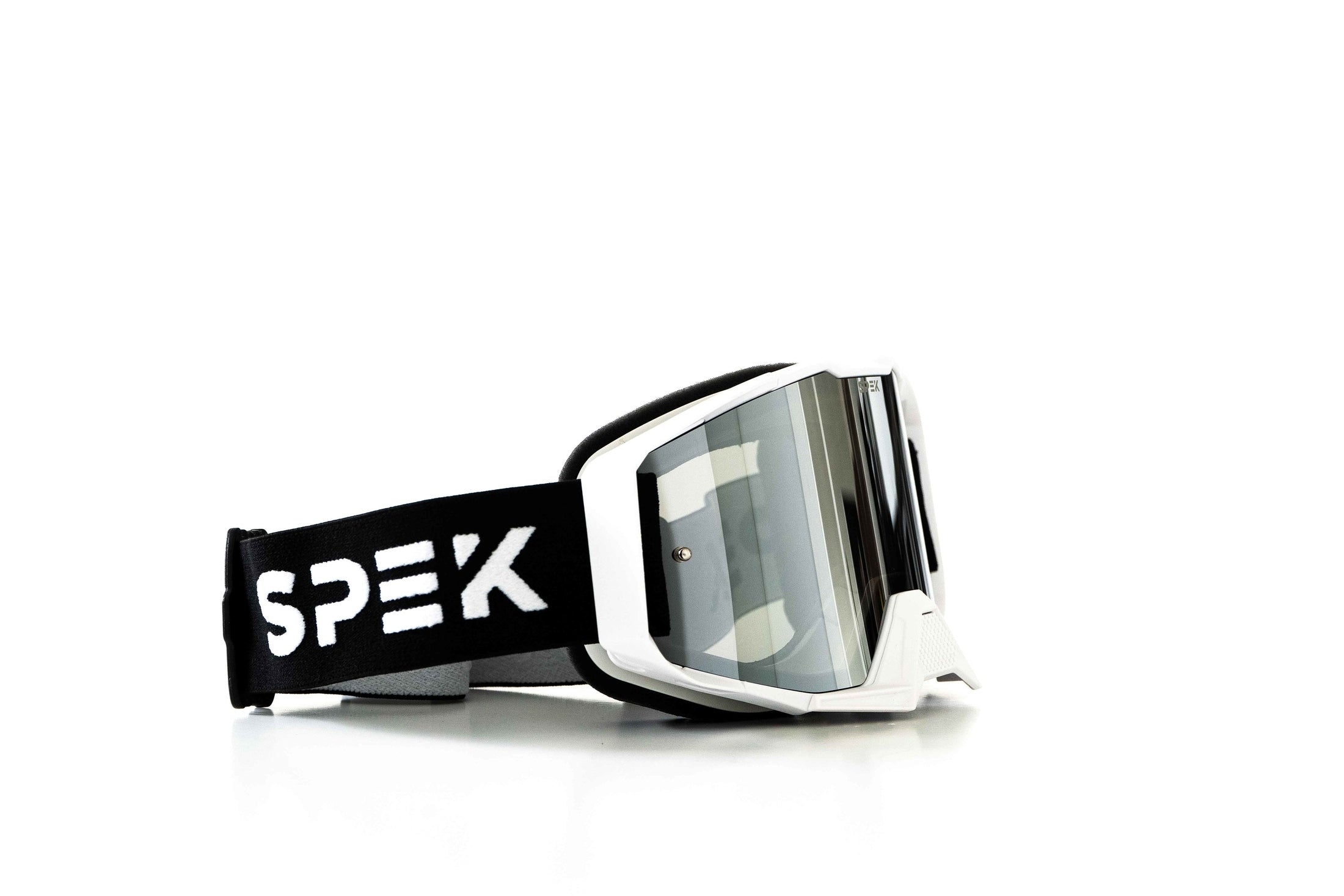 Lunette de motocross blanche avec lentille chrome