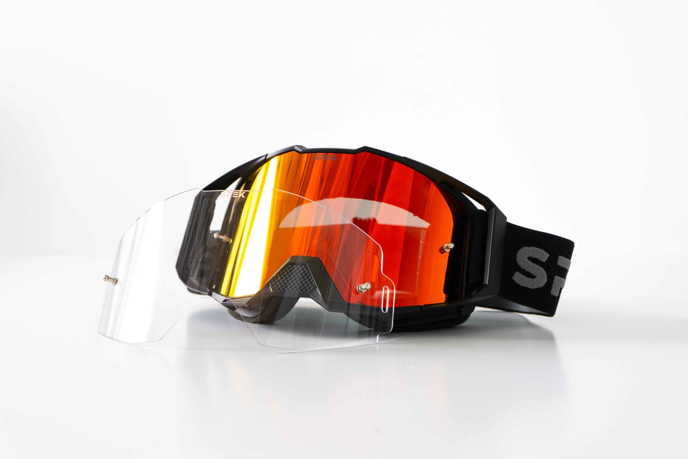 Lunette de motocross noir avec lentille transparente