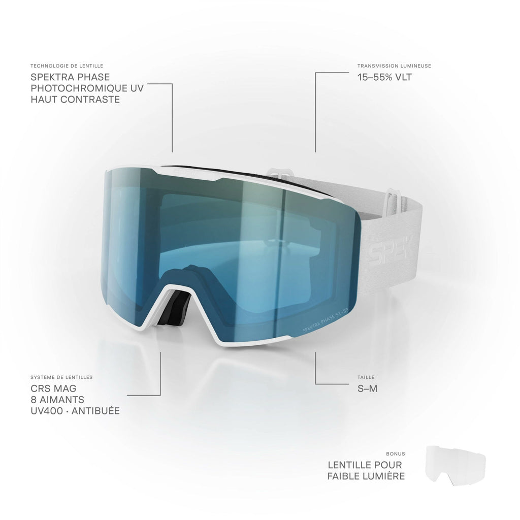 SPEK Blanc mat · MISTRAL photochromique — infographic FR